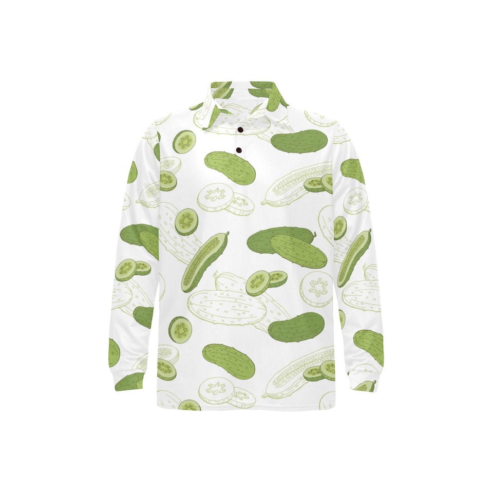 Cucumber sketch pattern Men's Long Sleeve Polo Shirt