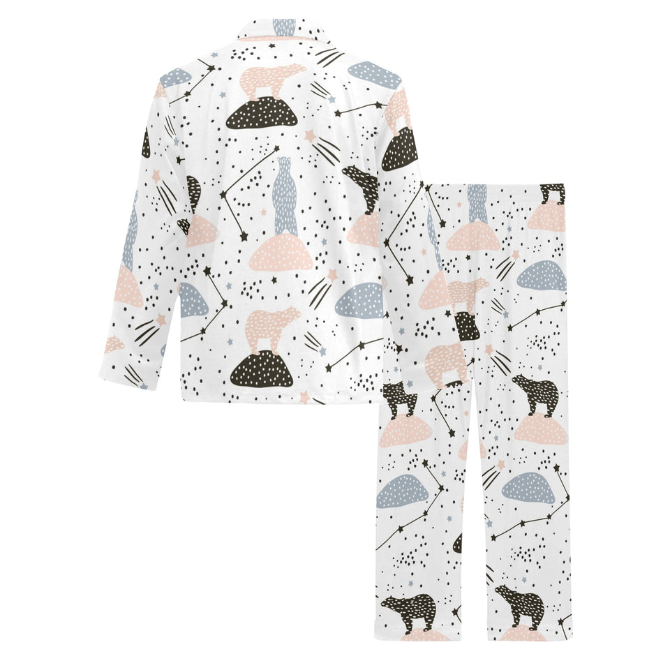 Polar bears star poka dot pattern Men's Long Pajama Set