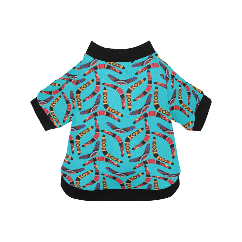 Boomerang Australian aboriginal ornament blue back All Over Print Pet Dog Round Neck Fuzzy Shirt