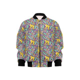 Cute yellow monkey leaves pattern Kids' Boys' Girls' Bomber Jacket
