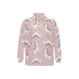 Cute zebra pattern Men's Long Sleeve Polo Shirt