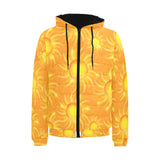 Sun orange background Men's Padded Hooded Jacket