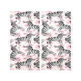 Zebra pink flower background Gauze Curtain