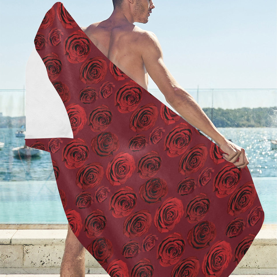 Rose Pattern Print Design 03 Beach Towel