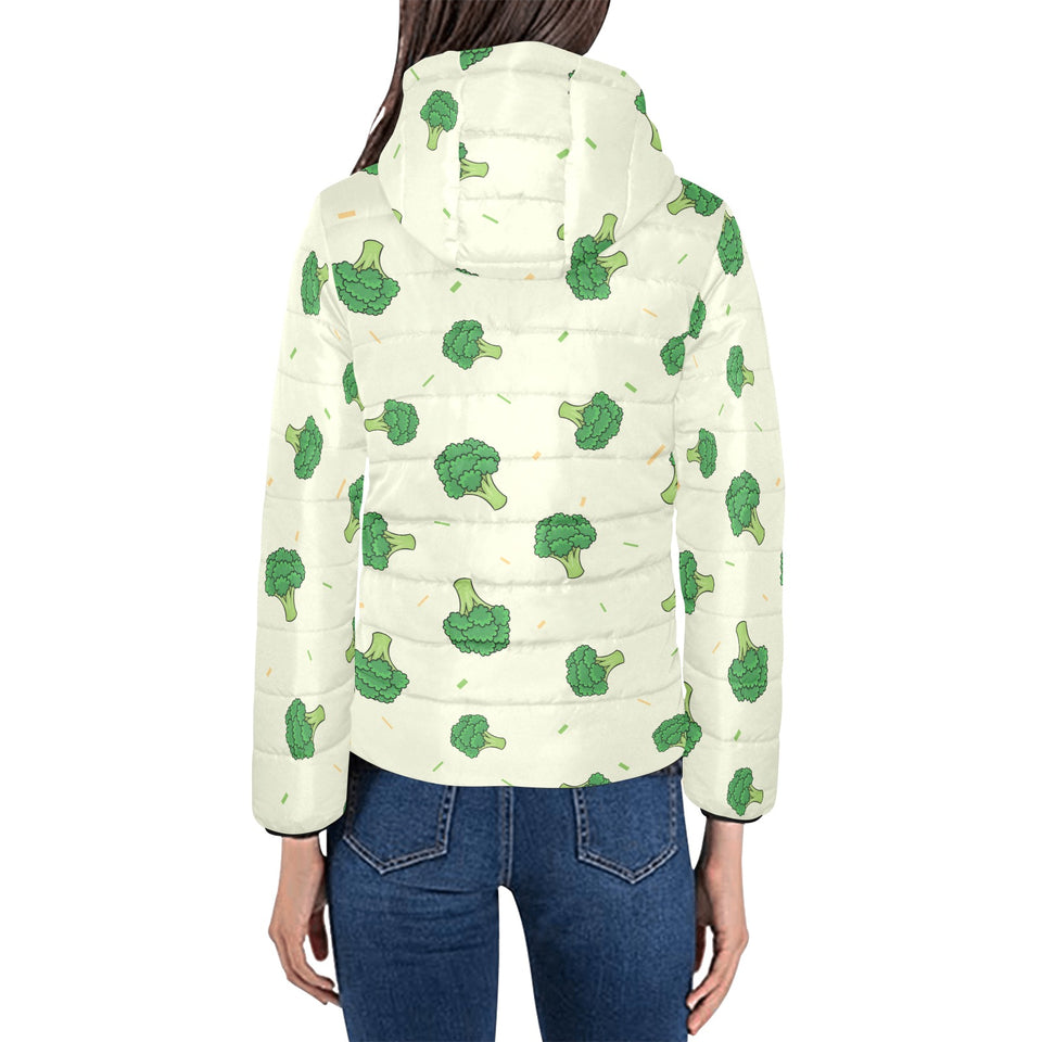 Broccoli pattern Women's Padded Hooded Jacket