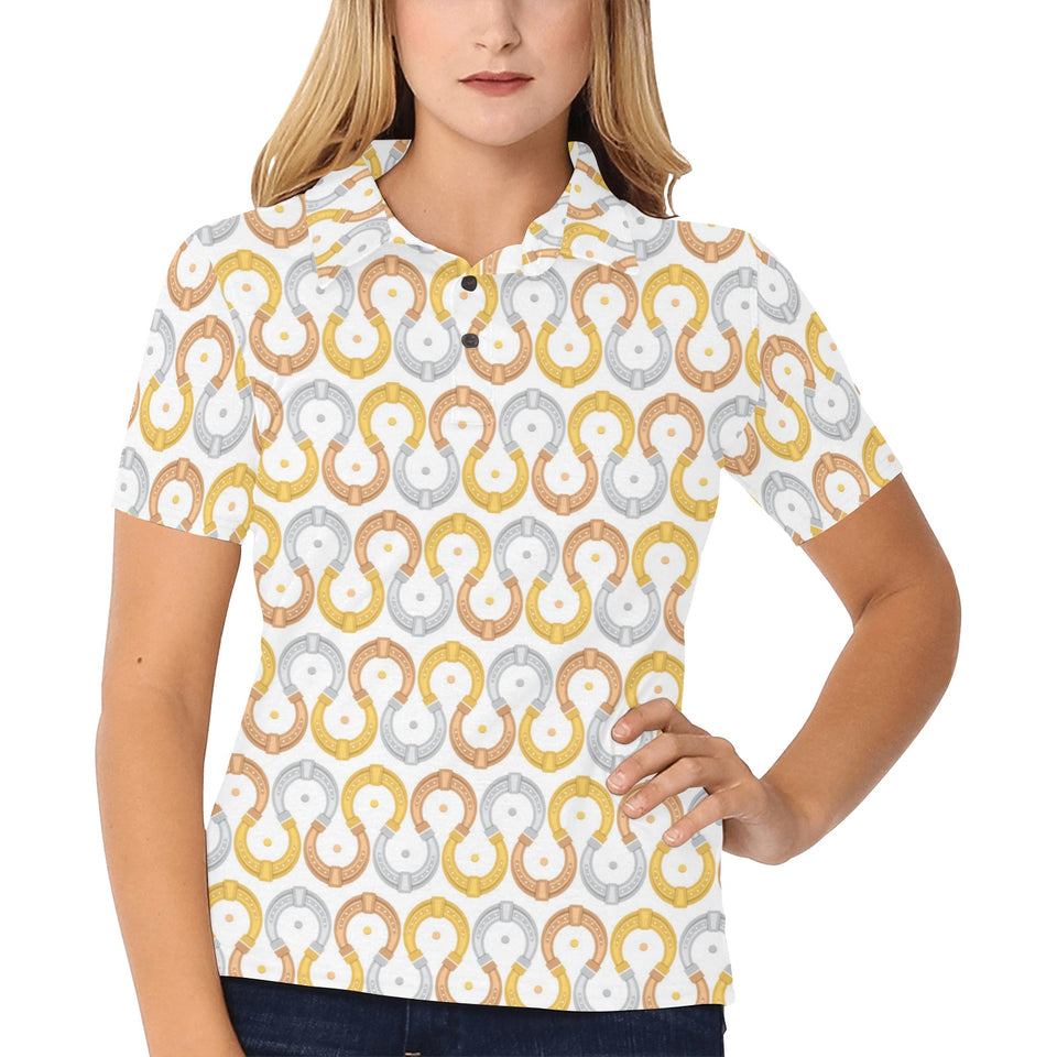 Horseshoes Pattern Print Design 03 Women's All Over Print Polo Shirt