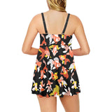 Goldfish Pattern Print Design 03 Chest Sexy Pleated Two Piece Swim Dress