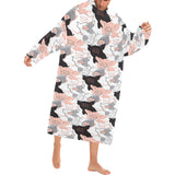 Pig Pattern Print Design 05 Blanket Robe with Sleeves