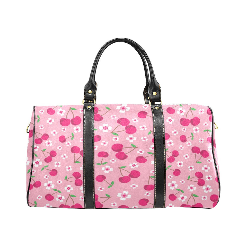 cherry flower pattern pink background Travel Bag
