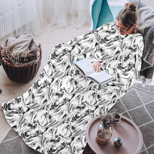 Greyhound Pattern Print Design 01 Blanket Robe with Sleeves