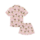 Cute unicorn pug pattern Kids' Boys' Girls' V-Neck Short Pajama Set