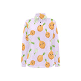 cute onions smiling faces purple background Women's Long Sleeve Polo Shirt