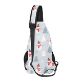 Snowman christmas tree snow gray background All Over Print Chest Bag