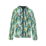 Colorful parrot exotic flower leaves Women's Padded Hooded Jacket
