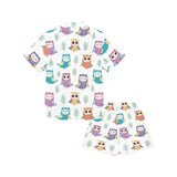 Cute owl pattern Kids' Boys' Girls' V-Neck Short Pajama Set