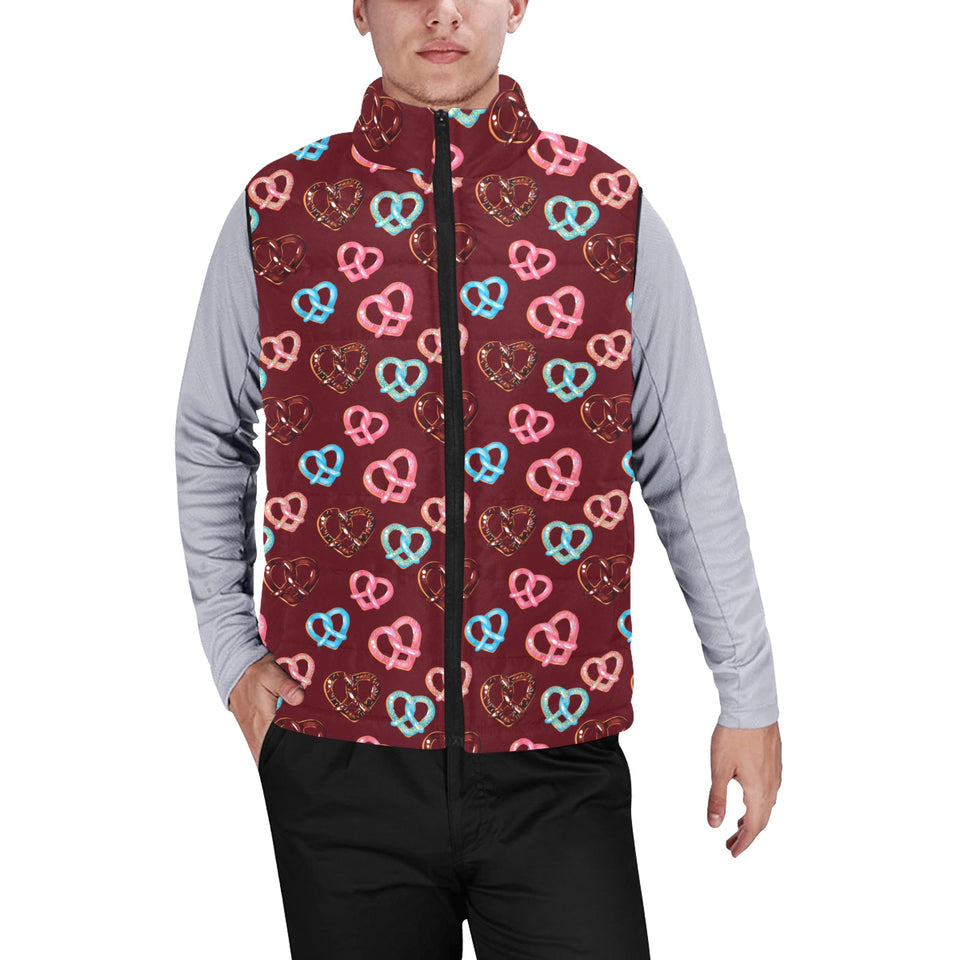 Pretzels Pattern Print Design 05 Men's Padded Vest