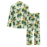 Beautiful parrot palm leaves pattern Men's Long Pajama Set