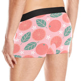 Grapefruit leaves flower pink background Men's All Over Print Boxer Briefs Men's Underwear