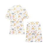 Corgi Dog Pattern Men's V-Neck Short Pajama Set