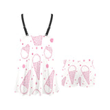 Hand drawn ice cream pattern Chest Sexy Pleated Two Piece Swim Dress