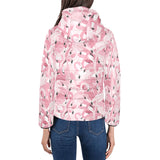 Pink flamingos pattern background Women's Padded Hooded Jacket