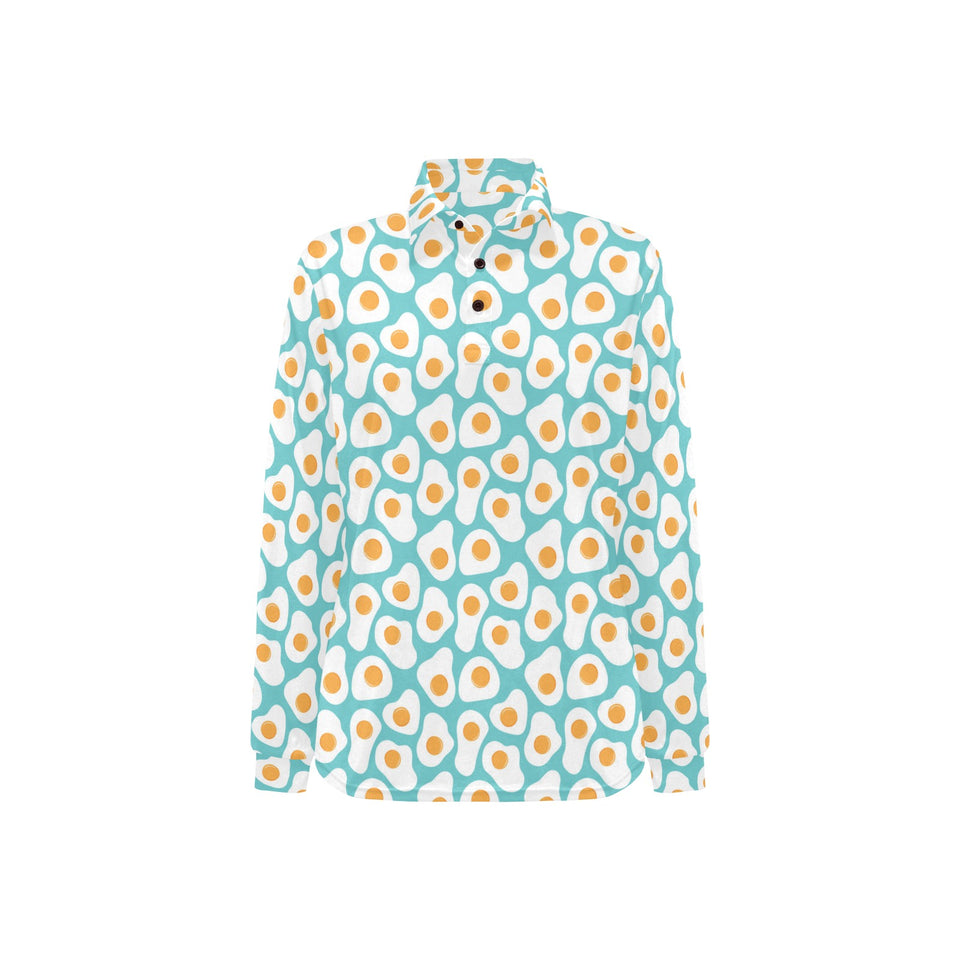 Fried Eggs Pattern Print Design 04 Women's Long Sleeve Polo Shirt