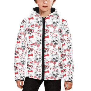 Yorkshire Terrier Pattern Print Design 04 Kids' Boys' Girls' Padded Hooded Jacket