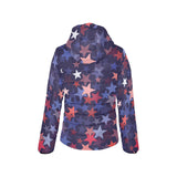 Red blue star pattern Women's Padded Hooded Jacket