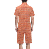 Brick Printed Pattern Print Design 03 Men's V-Neck Short Pajama Set