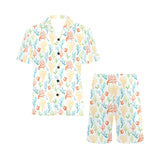 Coral Reef Pattern Print Design 02 Men's V-Neck Short Pajama Set