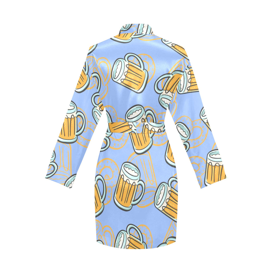 Beer pattern Women's Long Sleeve Belted Night Robe