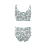 Shell polynesian tribal Chest Bowknot High Waisted Bikini Swimsuit
