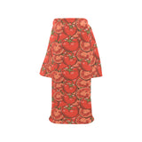 Red Tomato Pattern Blanket Robe with Sleeves