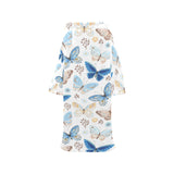 blue butterfly pattern Blanket Robe with Sleeves