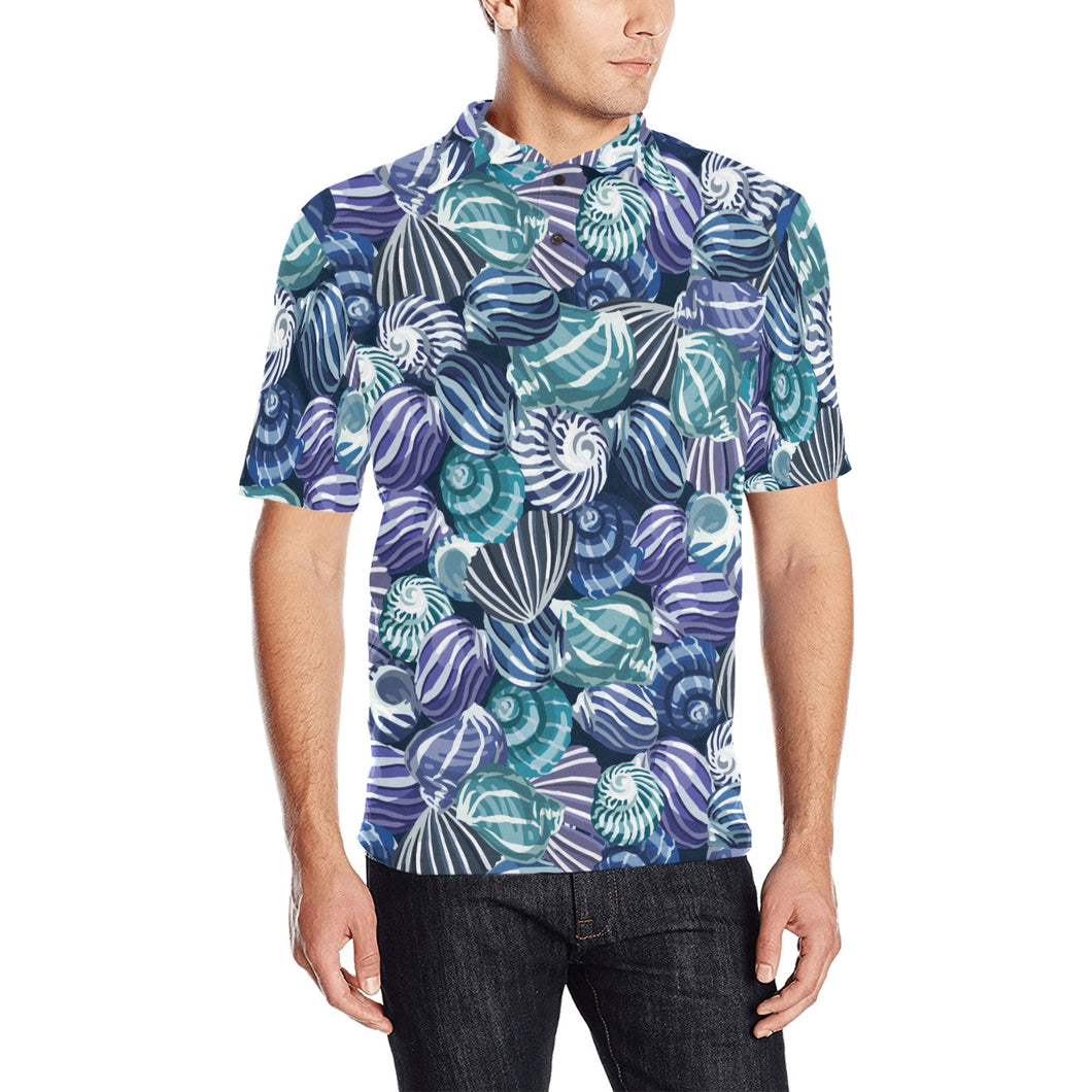 Shell design pattern Men's All Over Print Polo Shirt