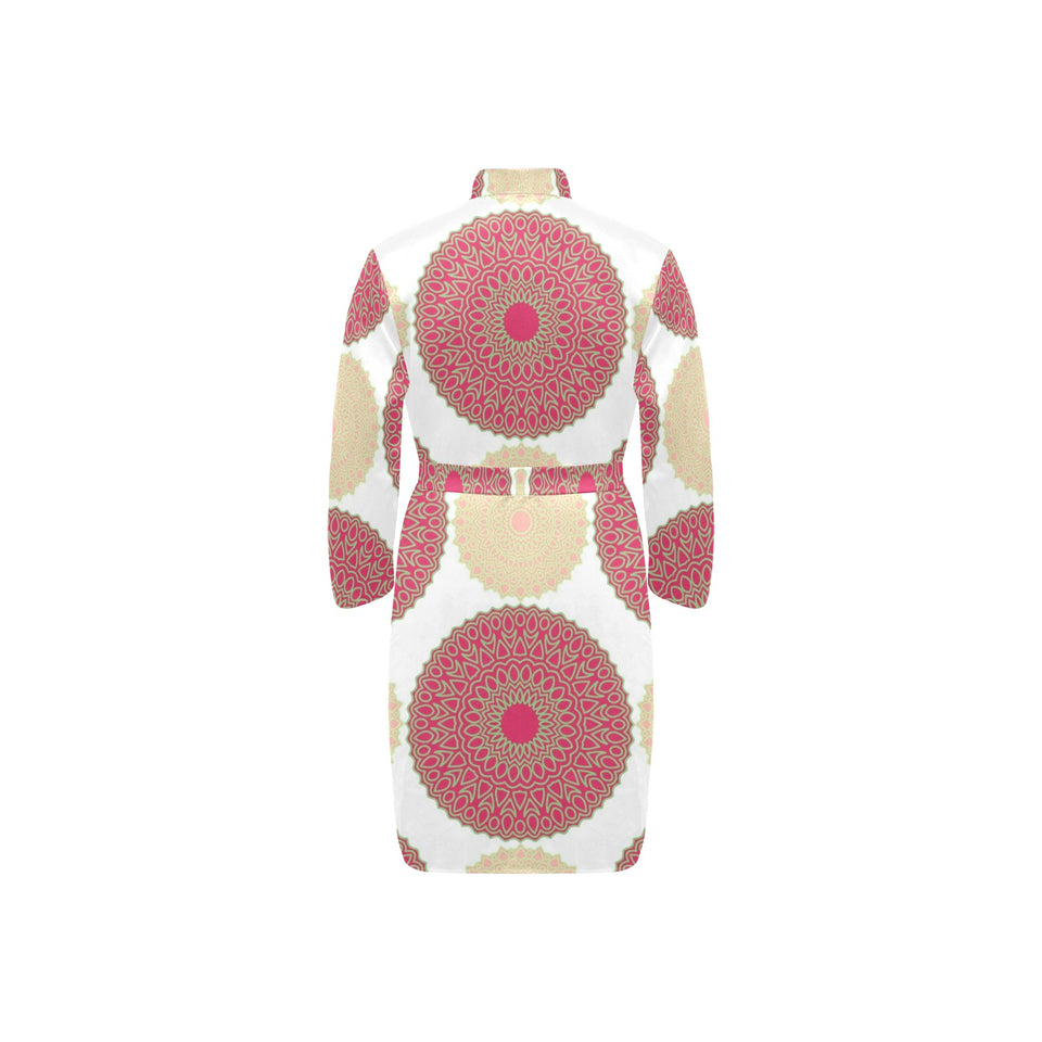 Circle indian pattern Men's Long Sleeve Belted Night Robe