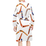 Boomerang Australian aboriginal ornament pattern Men's Long Sleeve Belted Night Robe