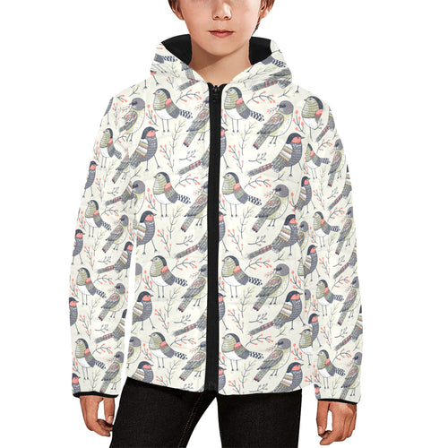 Pigeon Pattern Print Design 04 Kids' Boys' Girls' Padded Hooded Jacket