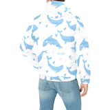 Blue whale pattern Men's Padded Hooded Jacket