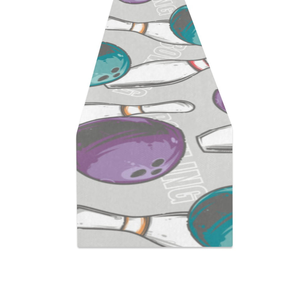 Bowling ball and pin gray background Table Runner