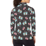 Camera Pattern Print Design 04 Women's Long Sleeve Polo Shirt