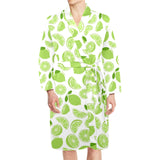 Lime design pattern Men's Long Sleeve Belted Night Robe
