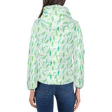 Green Peas Pattern Print Design 01 Women's Padded Hooded Jacket