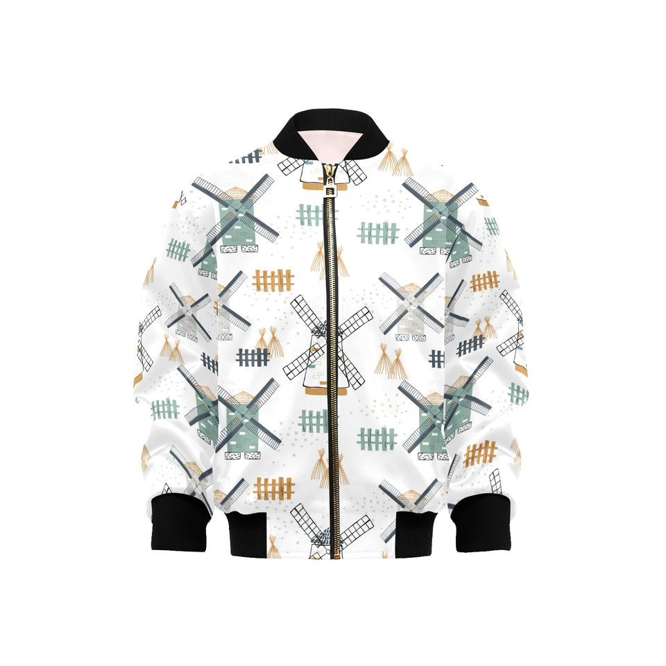 windmill pattern Kids' Boys' Girls' Bomber Jacket