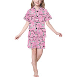 Piano Pattern Print Design 01 Kids' Boys' Girls' V-Neck Short Pajama Set