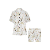 Beautiful Japanese cranes pattern Women's V-Neck Short Pajama Set