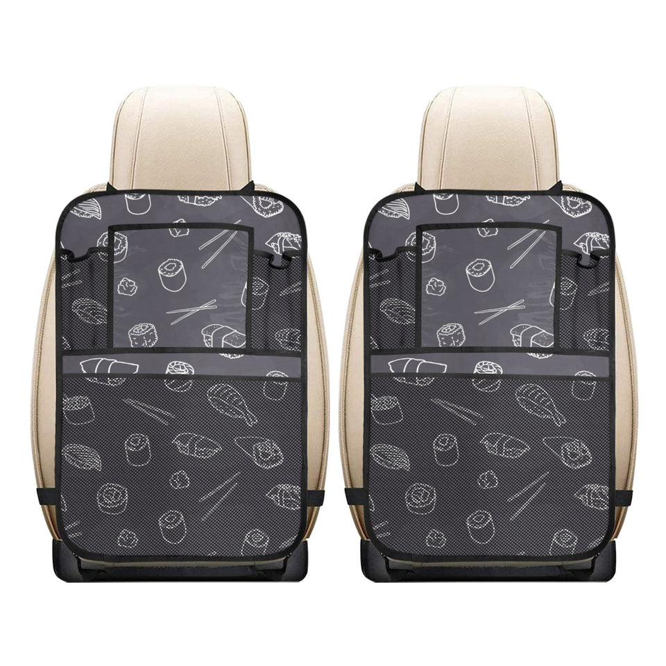 sushi pattern black background Car Seat Back Organizer