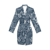 Coral Reef Pattern Print Design 05 Women's Long Sleeve Belted Night Robe