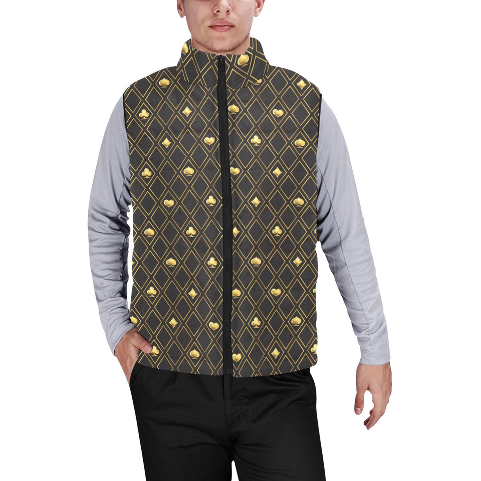 Casino Cards Suits Pattern Print Design 01 Men's Padded Vest