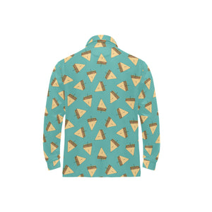 Sandwich Pattern Print Design 03 Men's Long Sleeve Polo Shirt